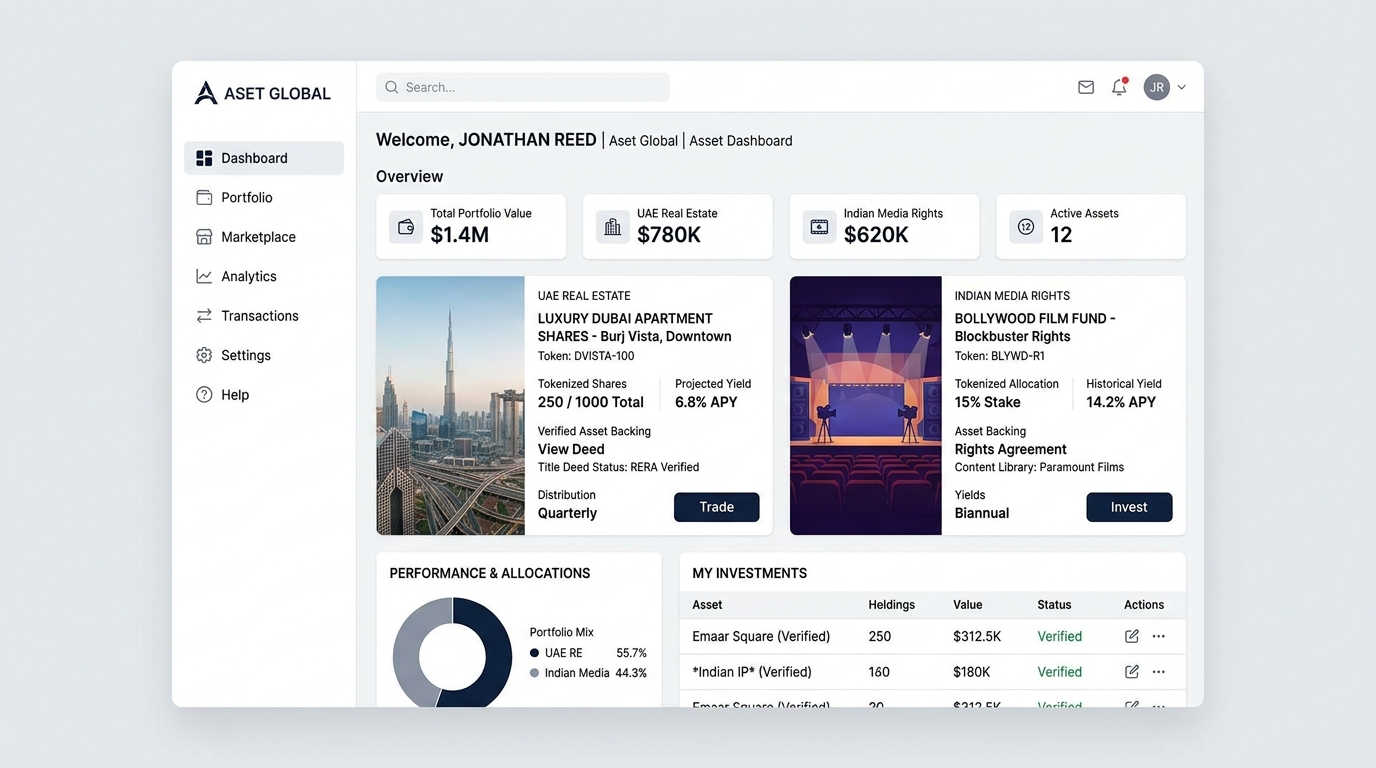 UAE Real Estate and Indian Media Rights Platform UI