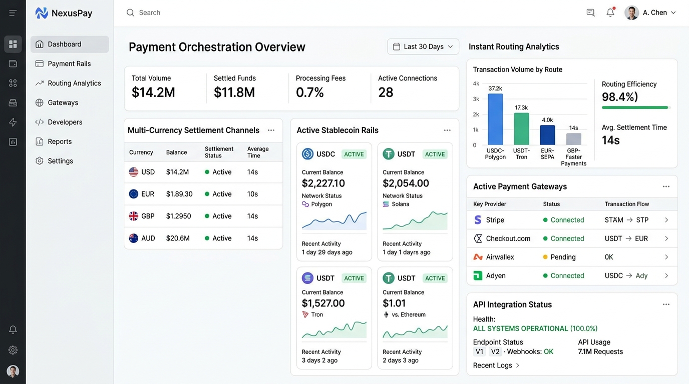 Crypto Payment Gateway and Payment Orchestration Analytics Dashboard